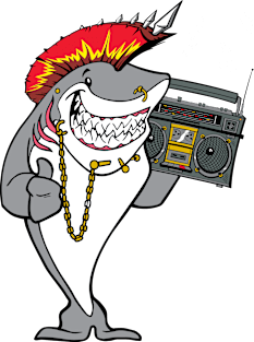 Punk Rock Music Shark With Boombox Magnet