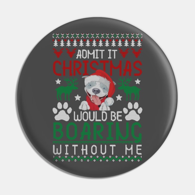 Pit bull Christmas Tshirt Pin by Him