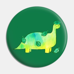 Leaf Dinosaur Watercolor Pin