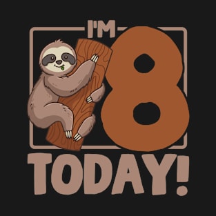 8th Birthday Sloth Eight Years Old T-Shirt