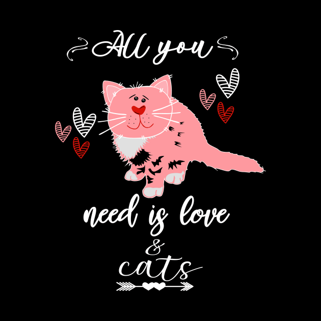 Valentine Cat Kitty Gift Funny All You Need Is Love & Cats by Kimmicsts