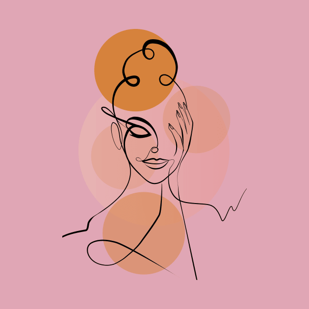 Minimalist Woman One Line Art Drawing by Space Sense Design Studio