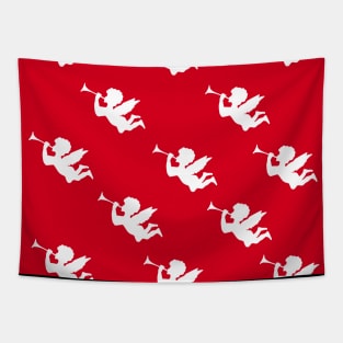 Cherub angels random red pattern Tapestry