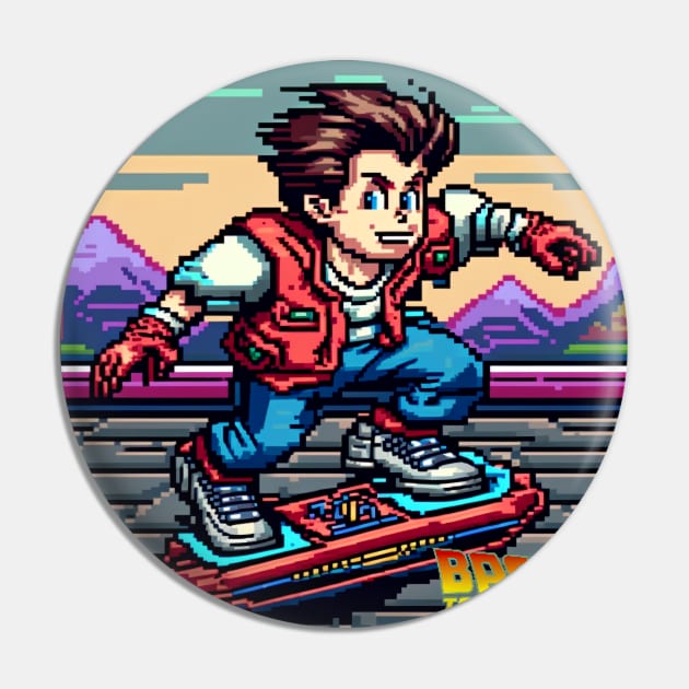 Marty McFly - pixelated Pin by Buff Geeks Art