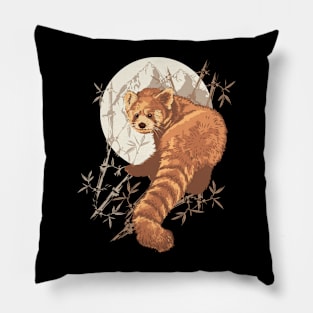 Cute RED PANDA Aesthetic with Bamboos Vintage Pillow