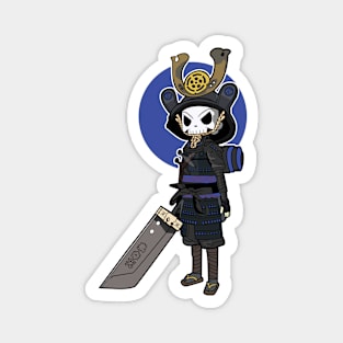 Blue Skull Samurai Magnet