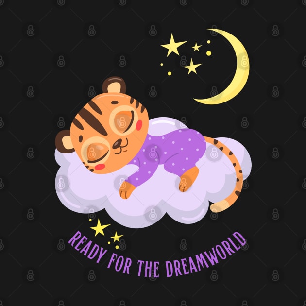 Ready for the dream world Hello little tiger in pajamas sleeping cute baby outfit by BoogieCreates