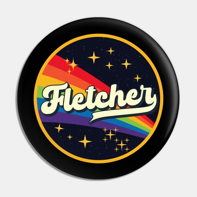 Fletcher // Rainbow In Space Vintage Style Pin by LMW Art