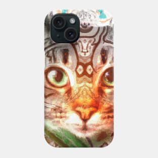 Bold Kitty Cat with a Batik Pattern Phone Case