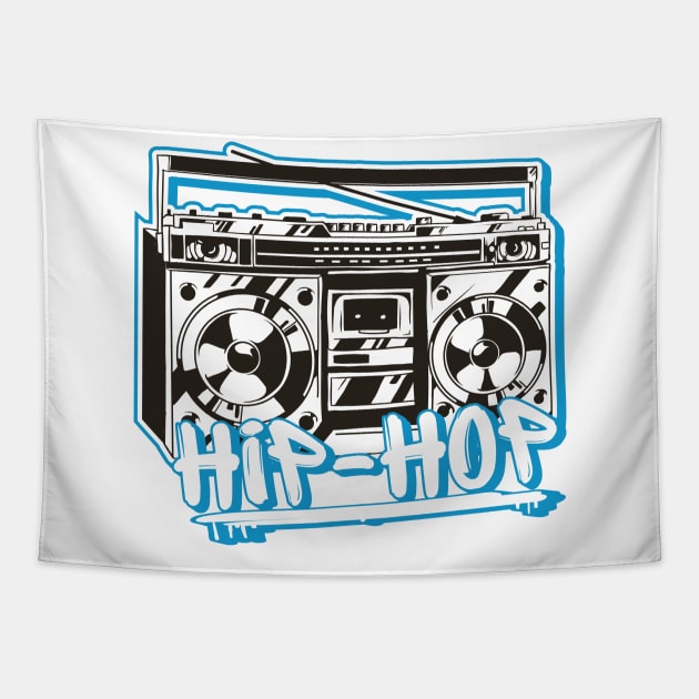 Hip Hop Rap Retro Music 80s and 90s Ghettoblaster Gift Tapestry by Gufbox