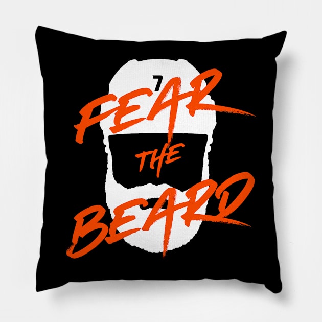 Anaheim Ducks Radko Gudas Fear the Beard orange and white Pillow by itstamaravoss