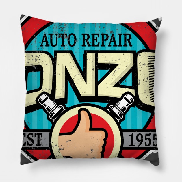 Fonzie Auto Repair Pillow by one-mouse