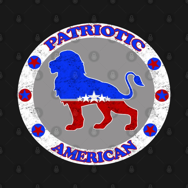 USA Patriotic American Lion Red White and Blue Courage and Strength by DesignFunk