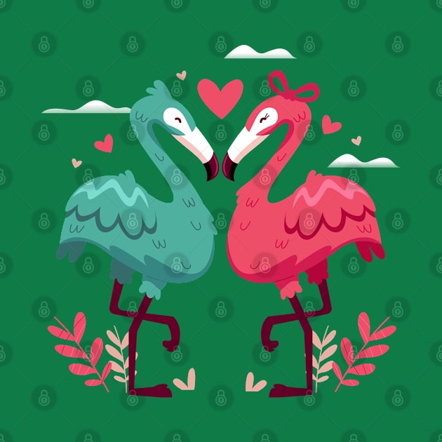 Flamingo Cute Couples by Mako Design 