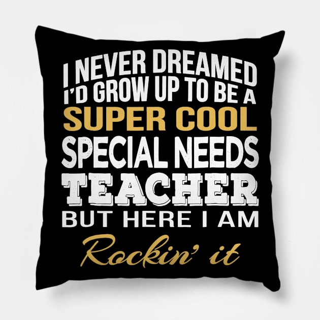 Super Cool Special Needs Teacher T-Shirt Funny Gift Pillow by Tane Kagar