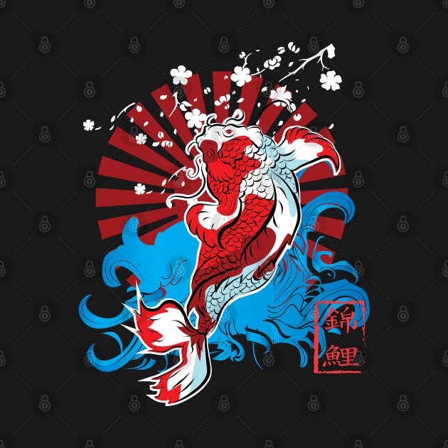 Black Red Illustrated Japanese Fish by ACH PAINT