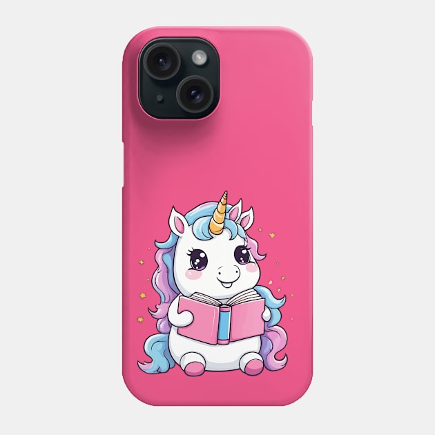 Cute Unicorn Reading Book Phone Case by Rishirt