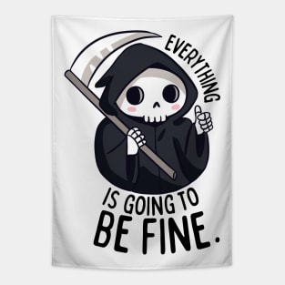 Funny positive grim reaper with their thumb up everything is going to be fine Tapestry