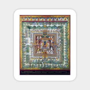 Blue Medicine Buddha Mandala Tibetan Buddhist Thangka Reproduction Magnet