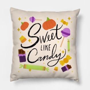 "Sweet Like Candy" - Sweet and Spooky Treats: Assorted Halloween Candies Pillow