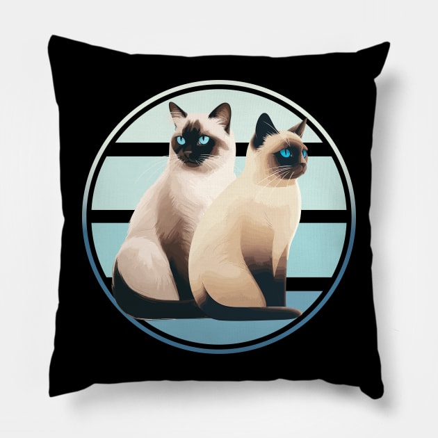Siamese Cats Pillow by D Wright 