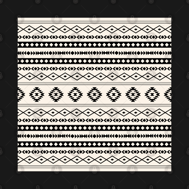 Aztec Black on Cream Mixed Motifs Pattern by NataliePaskell