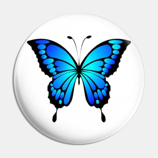 Dramatic Bright Blue and Black Butterfly Pin