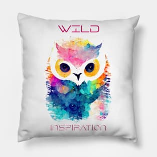 Owl Bird Wild Nature Animal Colors Art Painting Pillow