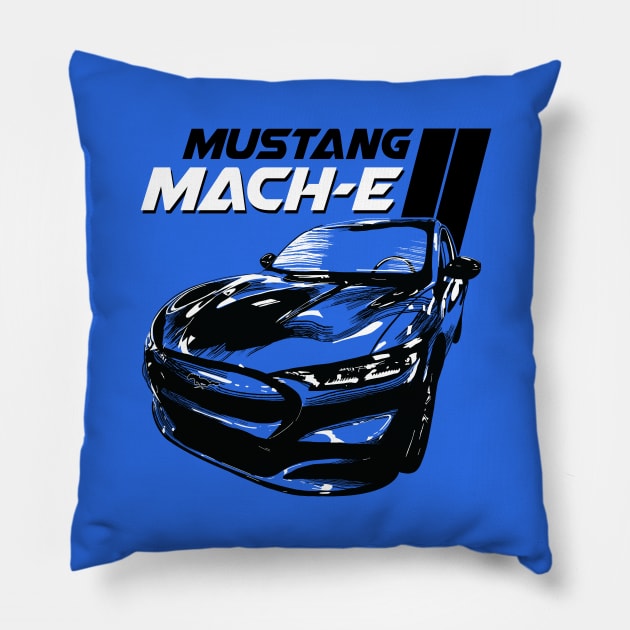 Mustang Mach-E Retro Design Pillow by zealology