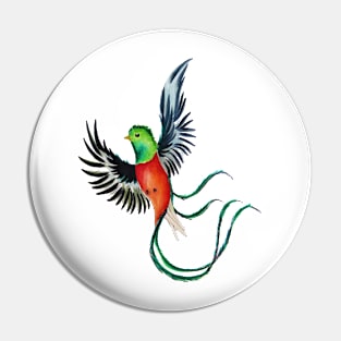 Flying Quetzal in Watercolor Pin