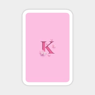 K Letter Personalized, Pink Minimal Cute Design, Birthday Gift, Christmas Gift Magnet