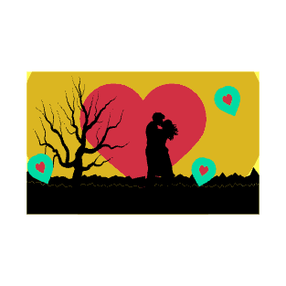 Silhouette of kissing couple T-Shirt