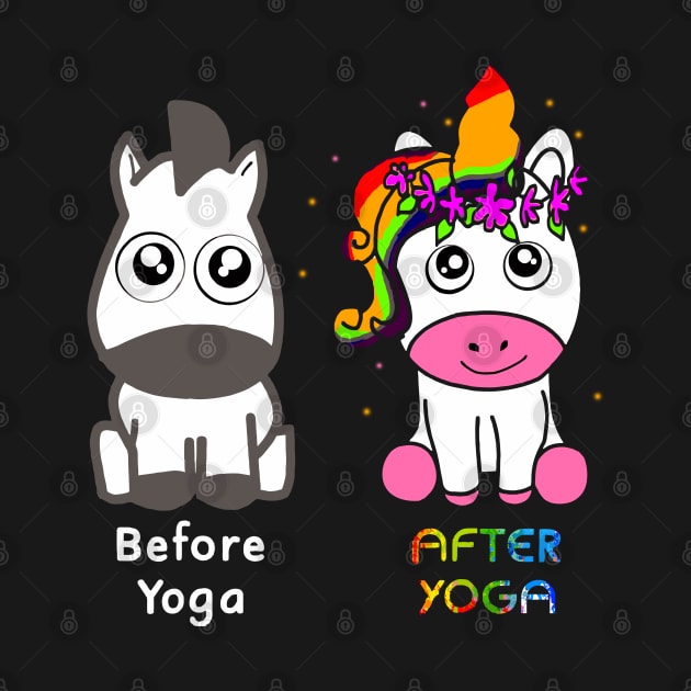 Cute Before And After Yoga Unicorn - Cute Unicorn Yoga Gift by HomerNewbergereq