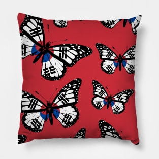 South Korea Flag on Vintage Butterfly Seamless Pattern Proud Korean Pillow