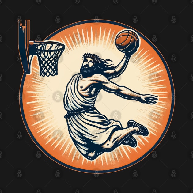 Funny Basketball Retro Jesus Christ by TomFrontierArt