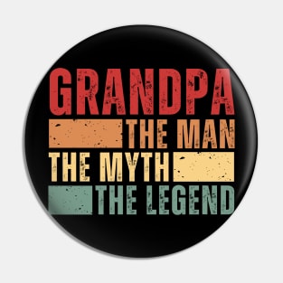 Fathers Day Grandpa The Man The Myth The Legend Funny Grandfather Vintage Pin