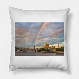 London Skyline With Rainbow Pillow