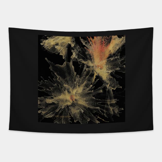 Fairy Dust Flowers Abstract on Black Tapestry by JMarieDesigns