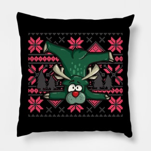 Ugly Christmas Reindeer Pillow