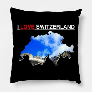 I Love Switzerland Map Mountains over Rhone Glacier Pillow