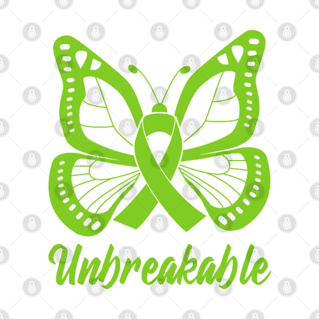 Lime Green Butterfly Awareness Ribbon Unbreakable by FanaticTee