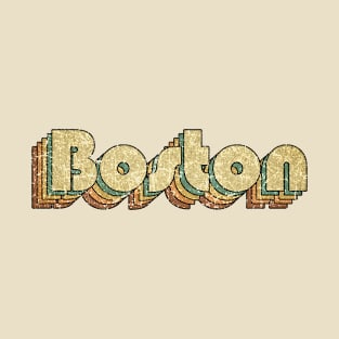 Boston // Vintage Rainbow Typography Style // 70s T-Shirt