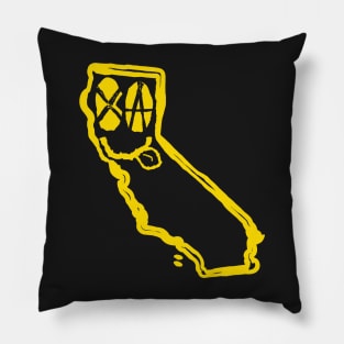 CA Eyes California Grunging Smiling Face Black Background Pillow