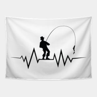 Fishing Heartbeat - Cool Beat Fisherman Tapestry