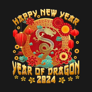 Lunar New Year 2024 Shirt Gifts Chinese Lunar New 2024 Year of The Dragon Zodiac T-Shirt