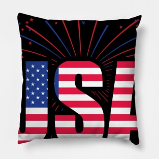 USA fireworks 4th of July Patriotic Pillow