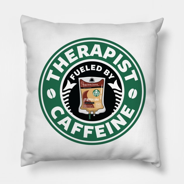 Therapist Fueled By Caffeine Pillow by spacedowl