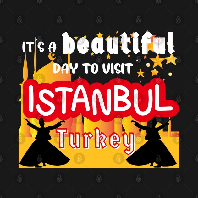 Travel to beautiful Istanbul in Turkey. ( Bright text ) Gift ideas for the travel enthusiast available on t-shirts, stickers, mugs, and phone cases, among other things. by Papilio Art