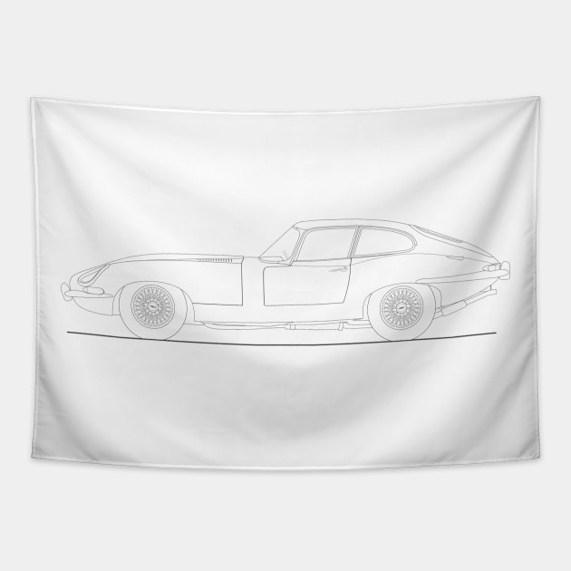 Jaguar E Type Fixed Head Coupe Drawing Tapestry by SteveHClark