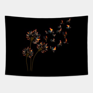 Rooster Chicken Dandelion Tapestry